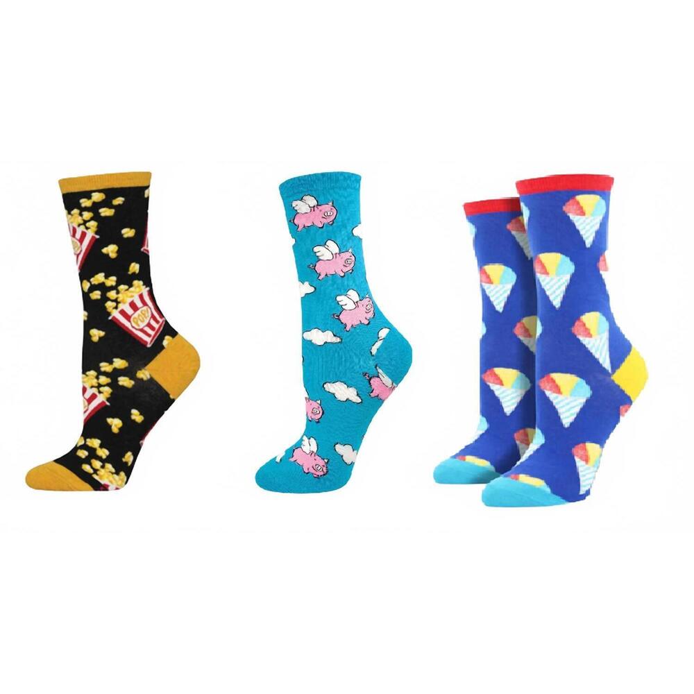 NEW SOCKSMITH women's classic popcorn & when pigs fly & have an ice day socks -